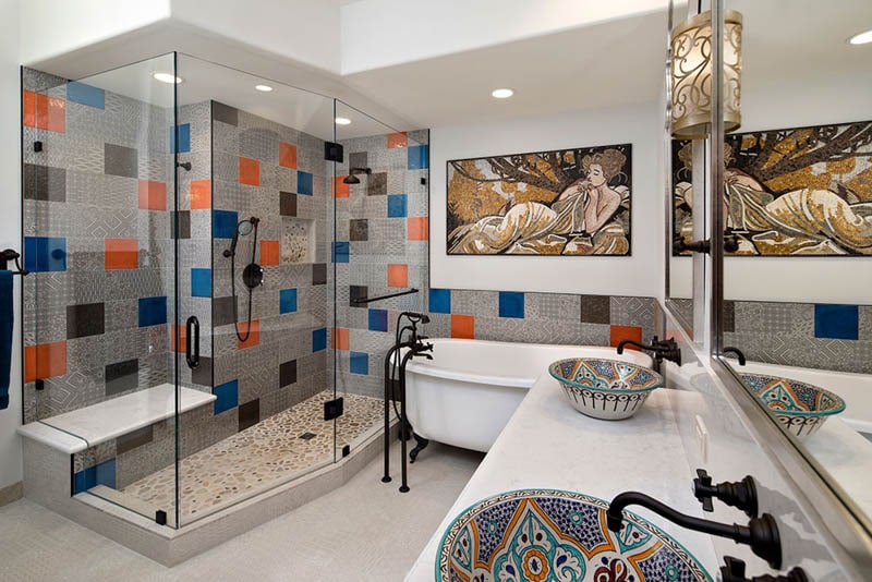 bathroom-shower-shelves - Harrell Design + Build